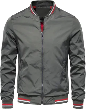 Mens Lightweight Bomber Jacket Zip Up Windbreaker with Pockets for Outdoor Activities