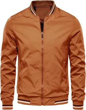 Mens Lightweight Bomber Jacket Zip Up Windbreaker with Pockets for Outdoor Activities