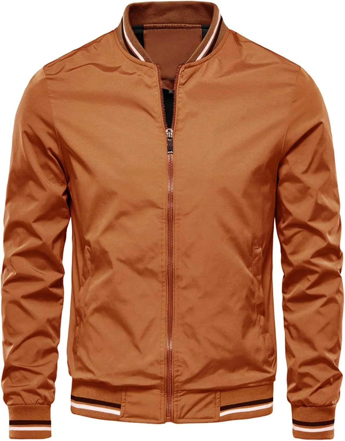 Mens Lightweight Bomber Jacket Zip Up Windbreaker with Pockets for Outdoor Activities