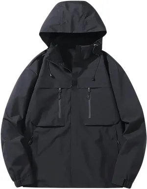 Men's Lightweight Hooded Rain Jacket Waterproof Windproof Raincoat Hiking Cycling Outdoor Sports Jacket Windbreaker