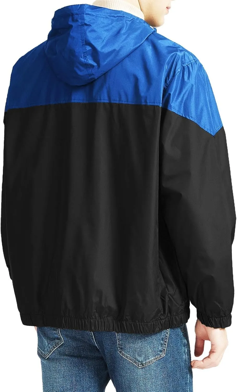 Mens Lightweight Hooded Rain Jacket Waterproof Windproof Thin Active Raincoat Pockets Outdoor Hiking Running Jacket