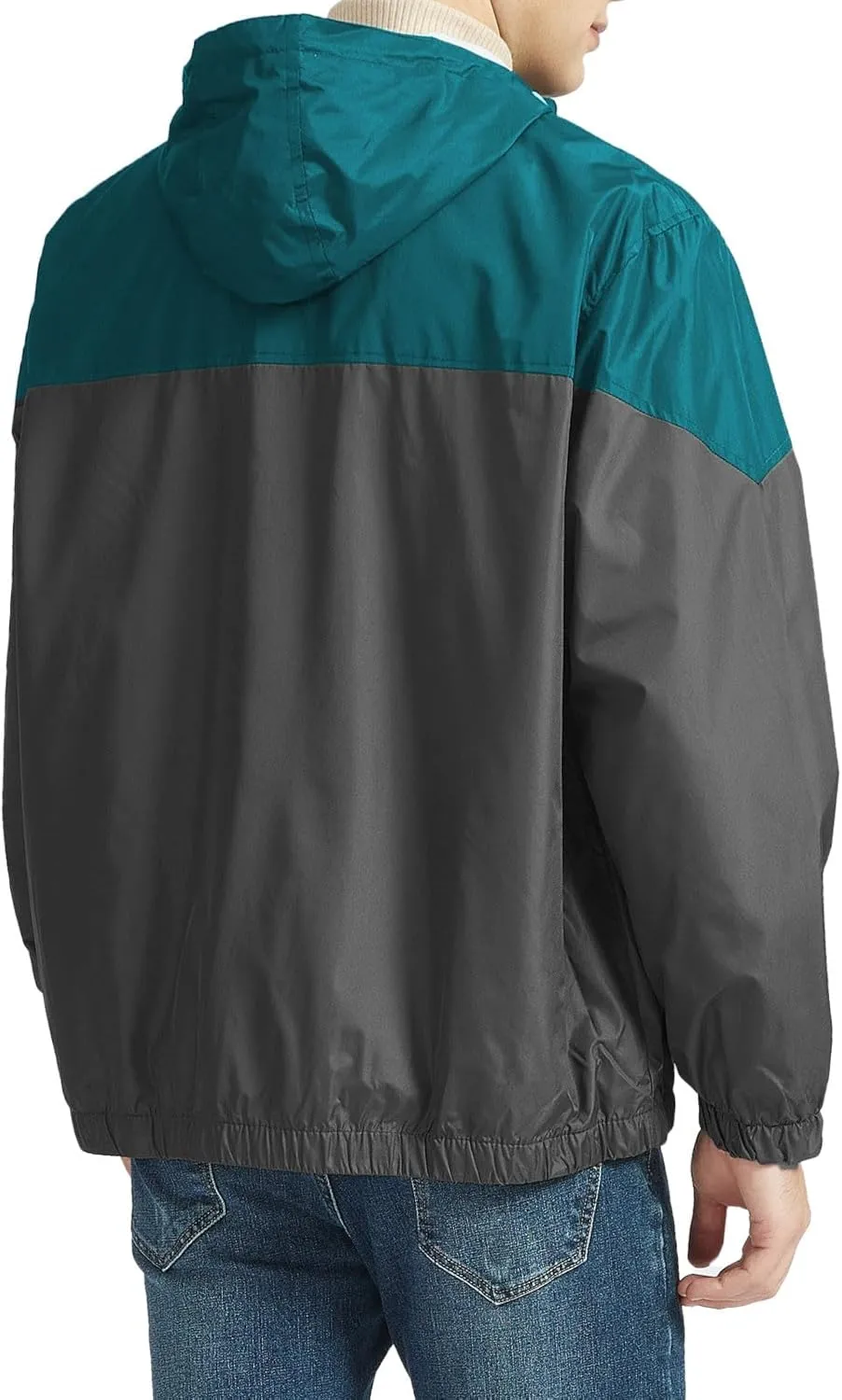 Mens Lightweight Hooded Rain Jacket Waterproof Windproof Thin Active Raincoat Pockets Outdoor Hiking Running Jacket
