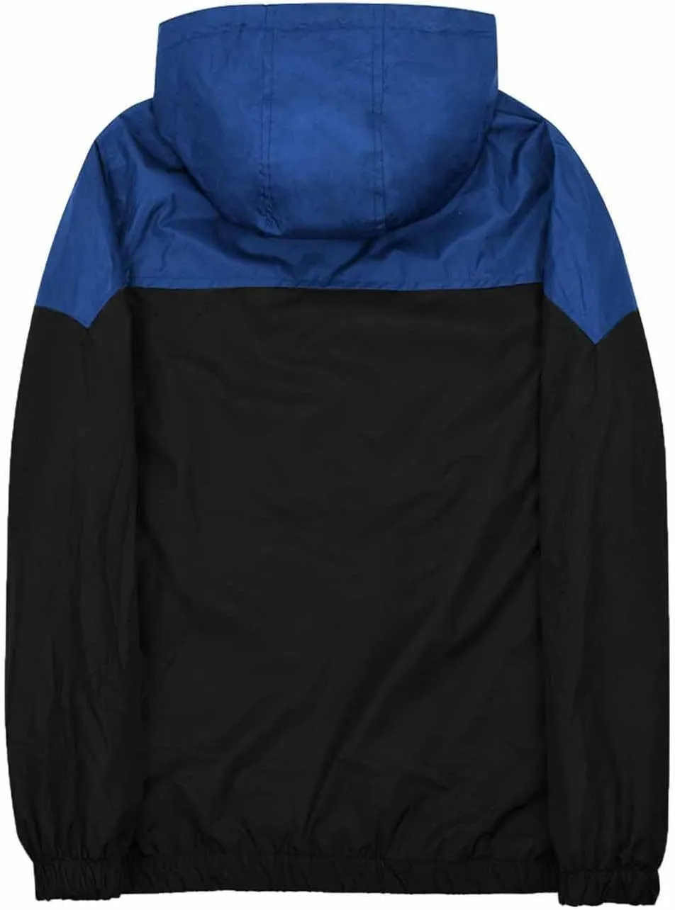Mens Lightweight Hooded Rain Jacket Waterproof Windproof Thin Active Raincoat Pockets Outdoor Hiking Running Jacket