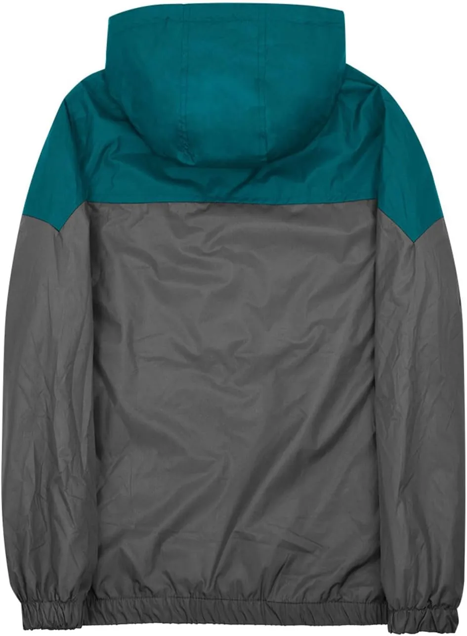 Mens Lightweight Hooded Rain Jacket Waterproof Windproof Thin Active Raincoat Pockets Outdoor Hiking Running Jacket
