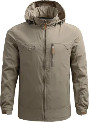 Men's Lightweight Rain Jackets Waterproof Hooded Cycling Hiking Raincoat Outdoor Windbreaker with Zipper Pocket