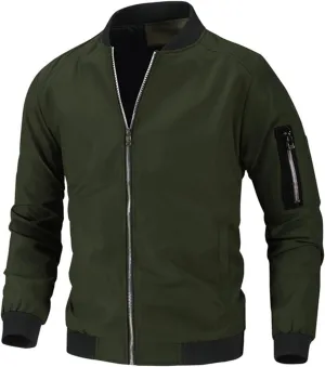 Mens Lightweight Zip Up Jacket Stand Collar Jacket Cotton Jacket Casual Short Fashion Thickened Warm Baseball