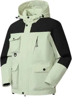 Mens Outdoor Rain Jacket Multi-Pockets Waterproof Sports Hooded Raincoat Windbreker Hiking Camping Fishing Jackets