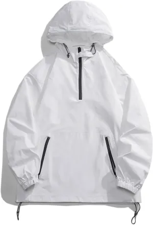 Mens Oversized Rain Jacket With Hood Lightweight Waterproof Windbreaker Packable Raincoat For Outdoor Hiking Running