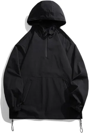 Mens Oversized Rain Jacket With Hood Lightweight Waterproof Windbreaker Packable Raincoat For Outdoor Hiking Running