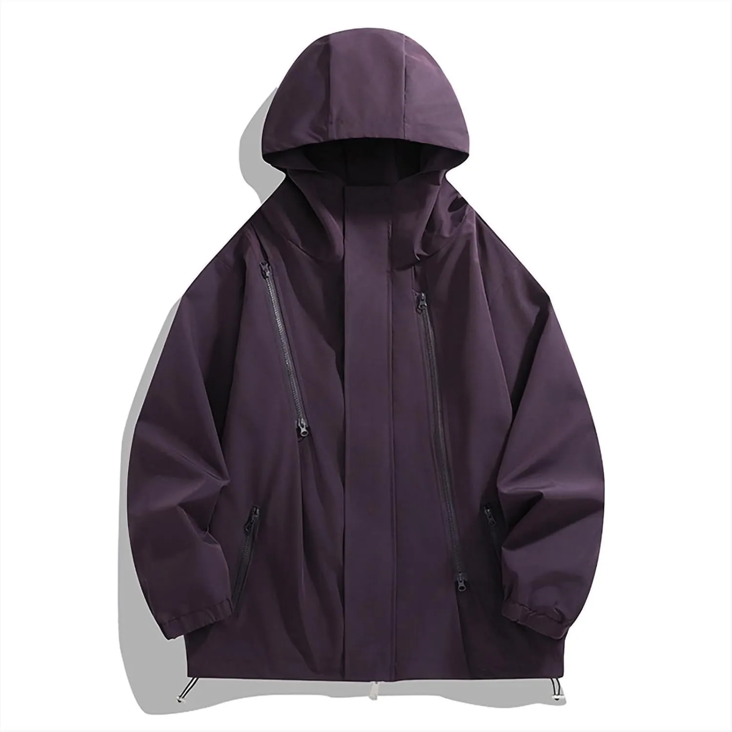 Mens Oversized Rain Jackets Lightweight Outdoor Hiking Travel Waterproof Windbreaker Hooded Raincoats With Pockets