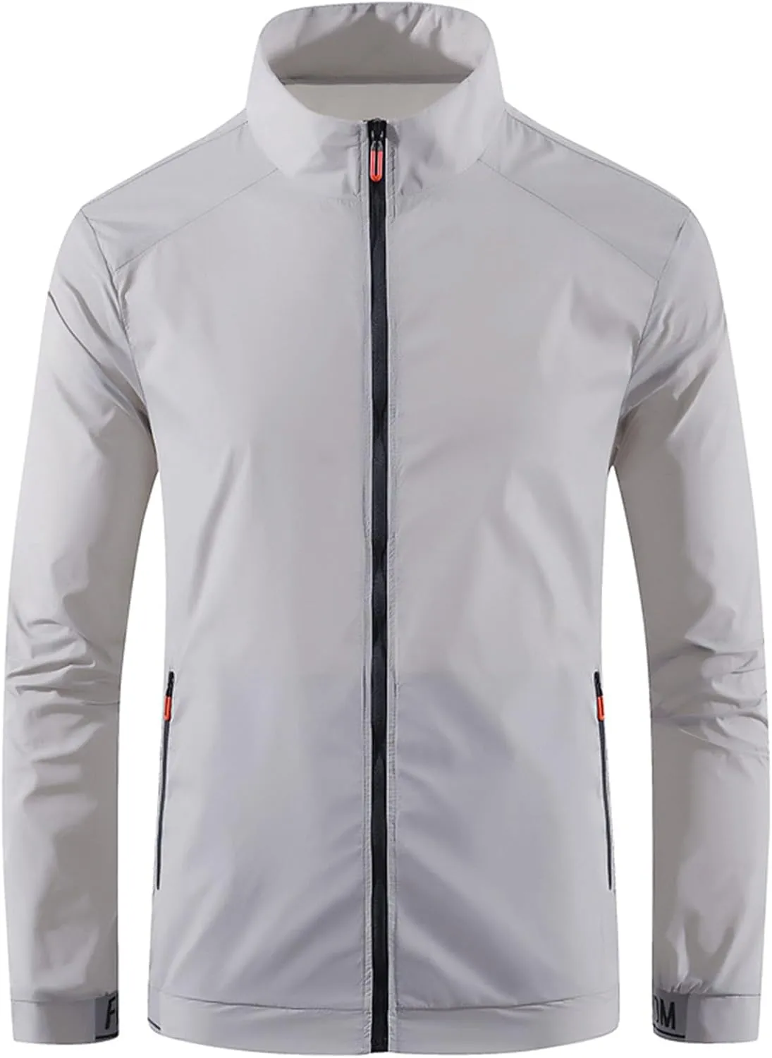 Men's Packable Lightweight Waterproof Softshell Rain Jacket with Zip-Up Hood Perfect for Outdoor Running Hiking and Cycling
