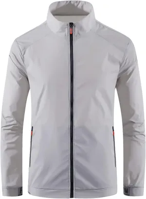 Men's Packable Lightweight Waterproof Softshell Rain Jacket with Zip-Up Hood Perfect for Outdoor Running Hiking and Cycling
