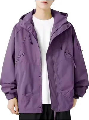 Mens Packable Rain Jackets Lightweight Waterproof Windbreaker with Hood Outdoor Raincoat Jacket for Hiking Travel