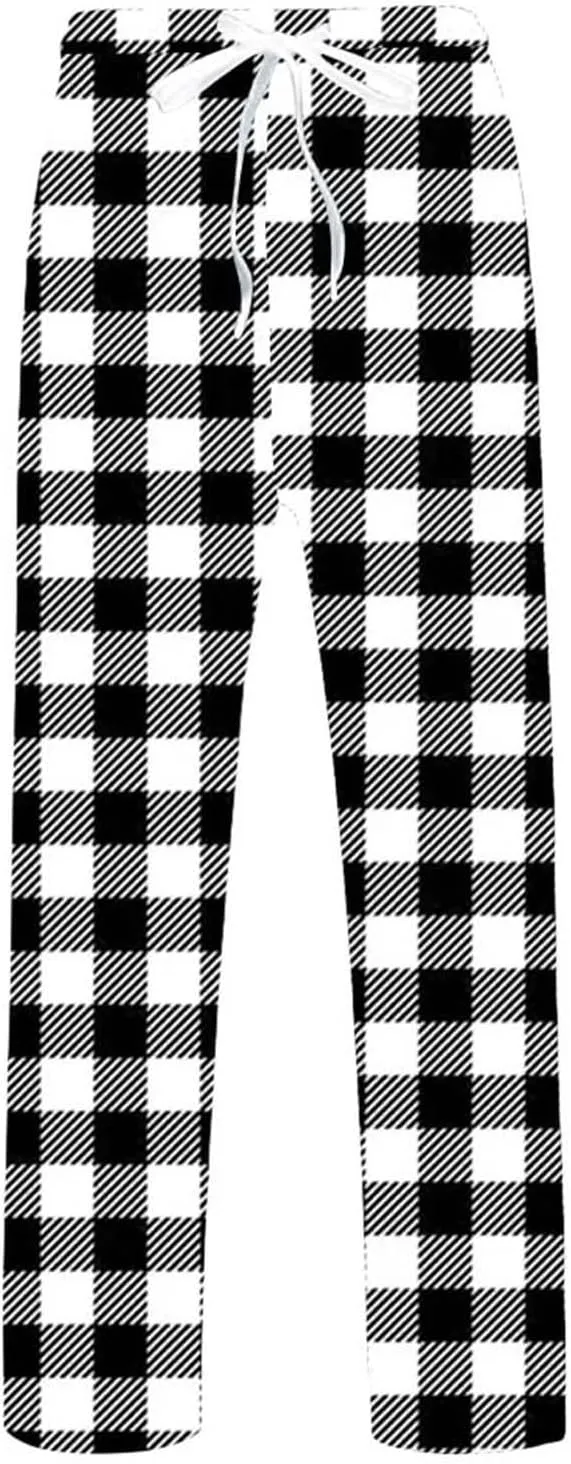 Men's Pajama Pants Drawstring Plaid Pj Flannel Lounge Pants Elastic Waist Loose Soft Comfy PJ Bottoms with Pockets