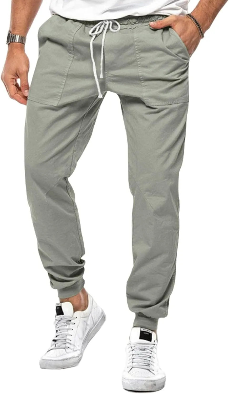Men's Pants Casual Cargo Athletic Hiking Joggers Pant Baggy Drawstring Elastic Waist Sweatpants Workout Gym Trousers