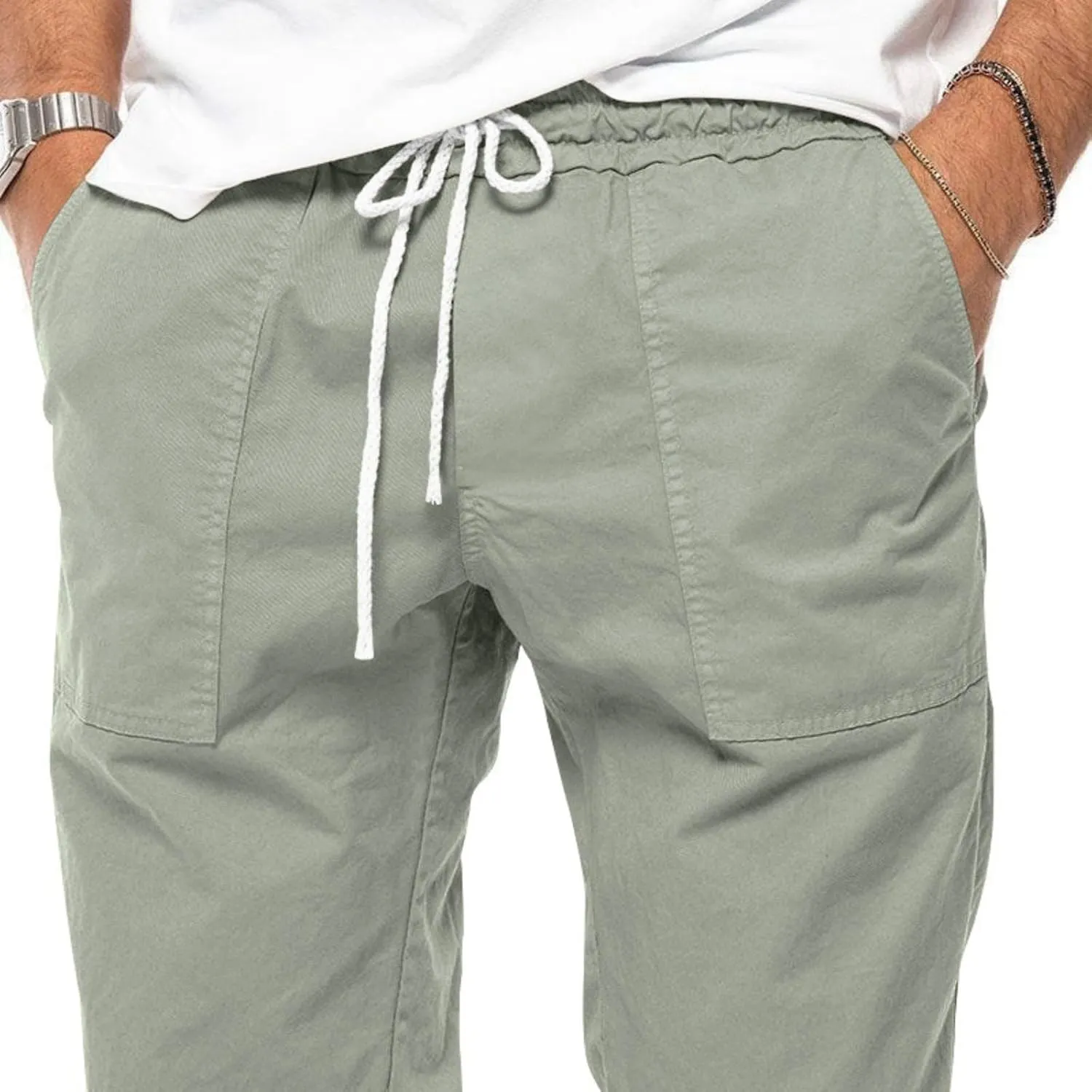 Men's Pants Casual Cargo Athletic Hiking Joggers Pant Baggy Drawstring Elastic Waist Sweatpants Workout Gym Trousers