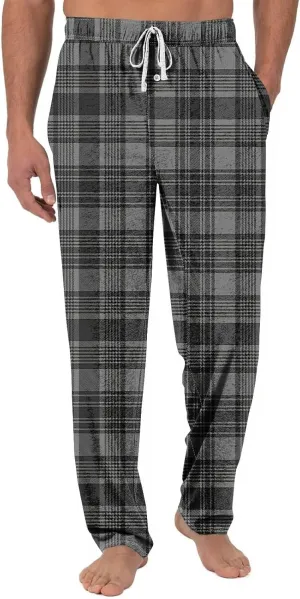 Men's Plaid Casual Pants Loose Fit Elastic Drawstring Waist Straight Leg Summer Beach Holiday Slacks Casual Trousers