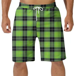 Mens Plaid Pajama Shorts Casual Loose Beach Shorts Lounge Shorts Soft Comfy Sleepwear Short Pants