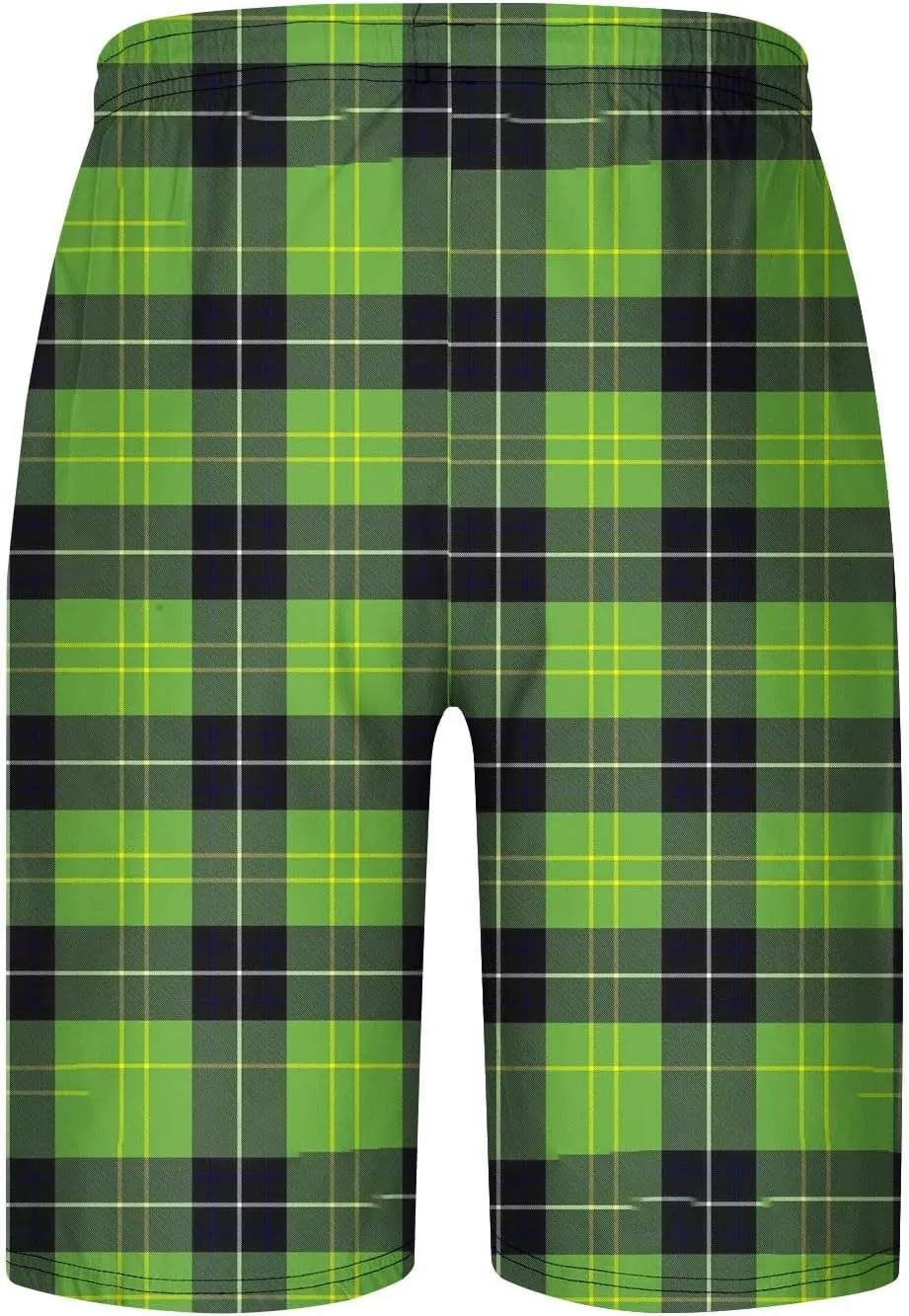 Mens Plaid Pajama Shorts Casual Loose Beach Shorts Lounge Shorts Soft Comfy Sleepwear Short Pants