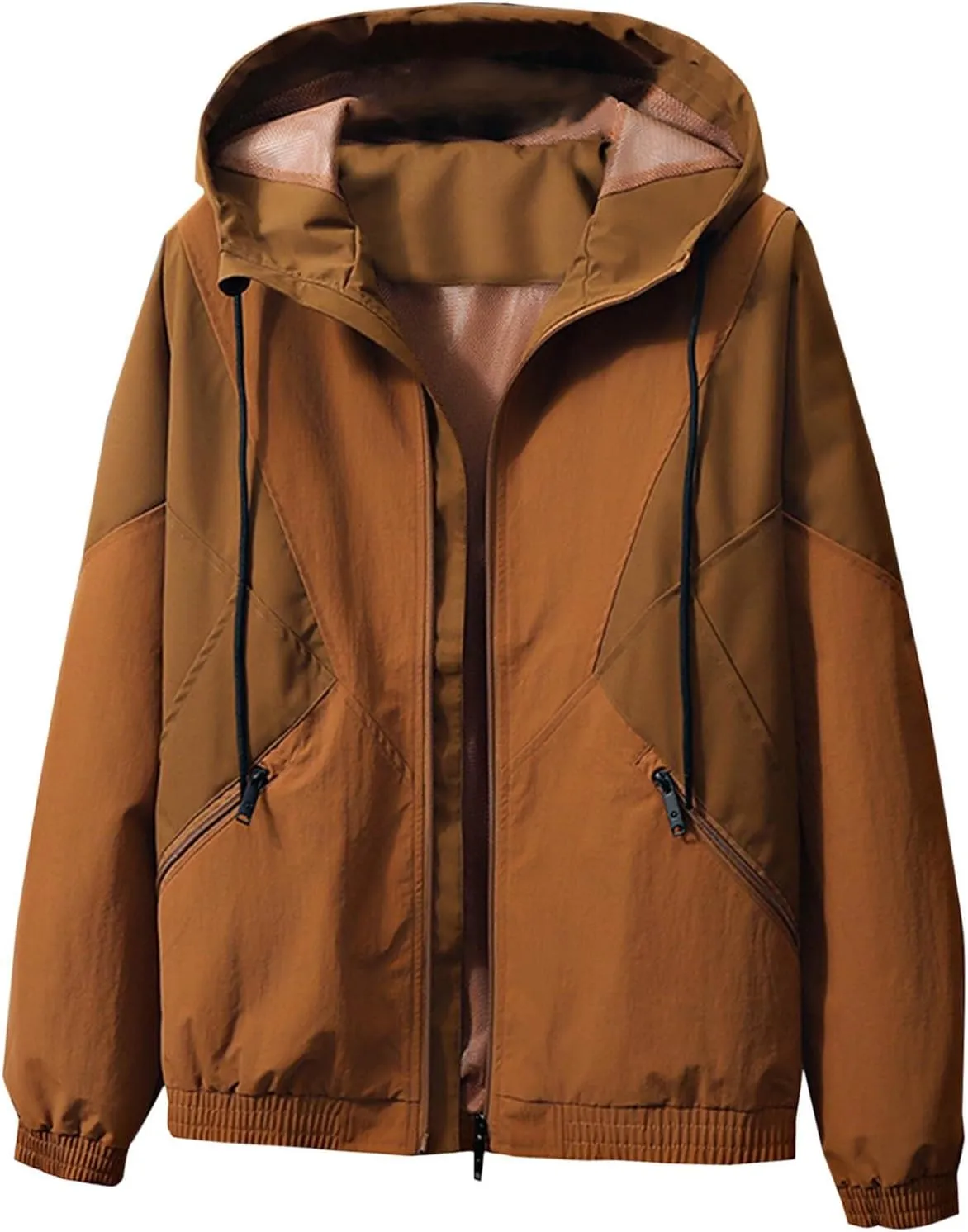 Mens Plus Size Rain Jacket Hooded Lightweight Waterproof Windbreaker with Pockets Raincoat for Outdoor Hiking Travel