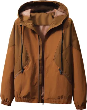 Mens Plus Size Rain Jacket Hooded Lightweight Waterproof Windbreaker with Pockets Raincoat for Outdoor Hiking Travel
