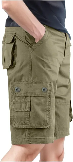 Men's Premium Twill Cargo Short Men's Capri Long Elastic Cargo Shorts below Knee Shorts 3/4 Cotton Cargo Casual Shorts