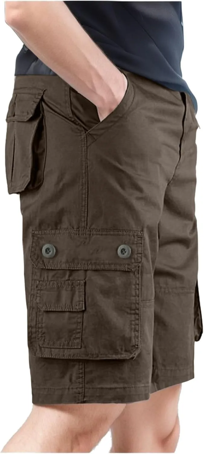 Men's Premium Twill Cargo Short Men's Capri Long Elastic Cargo Shorts below Knee Shorts 3/4 Cotton Cargo Casual Shorts