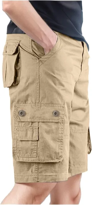 Men's Premium Twill Cargo Short Men's Capri Long Elastic Cargo Shorts below Knee Shorts 3/4 Cotton Cargo Casual Shorts