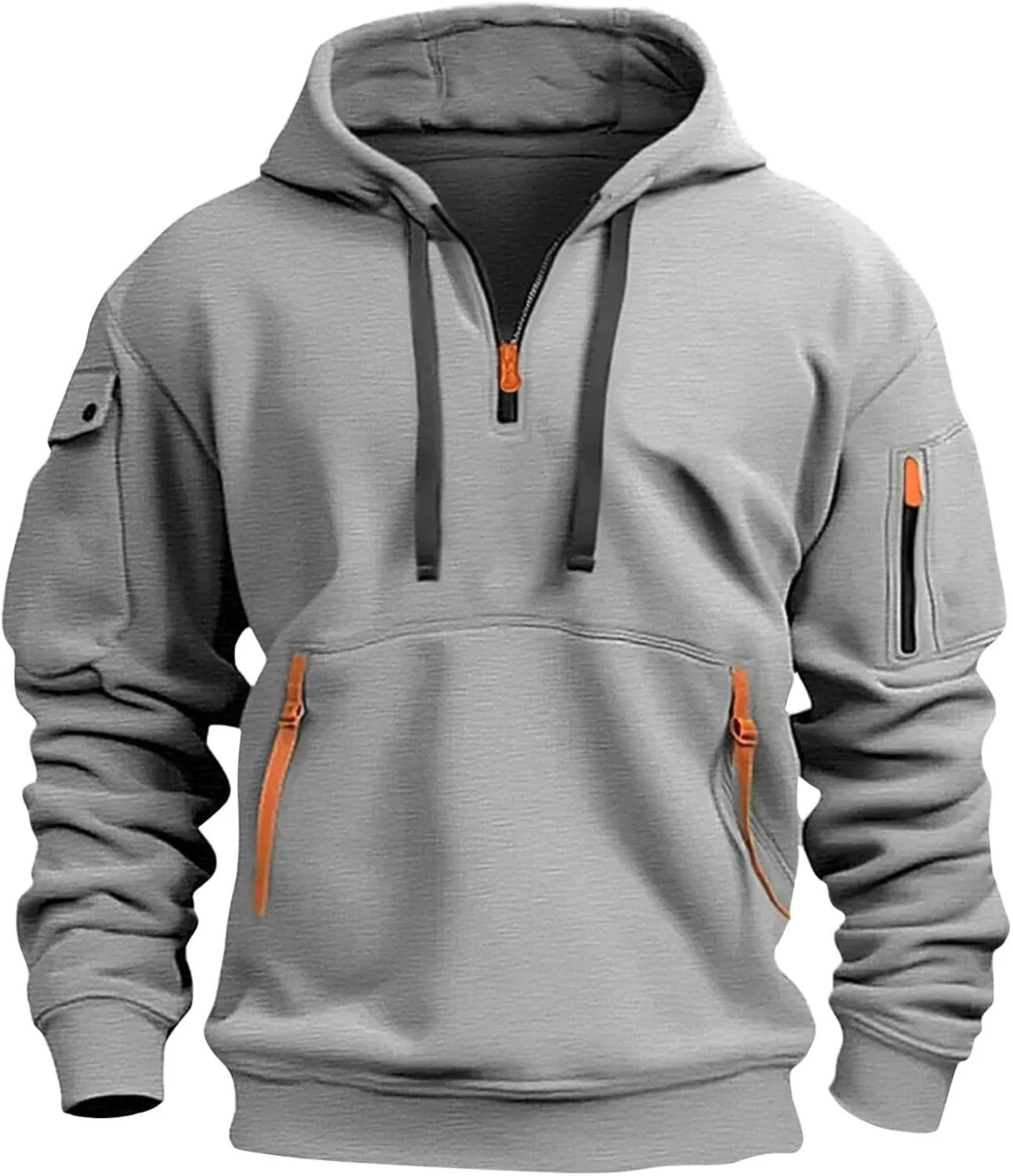 Men's Quarter Zip Pullover Men Long Sleeve Workout Hoodie Vintage Tactical Jacket Winter Camo Sweater Coats