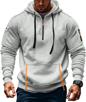 Men's Quarter Zip Pullover Men Long Sleeve Workout Hoodie Vintage Tactical Jacket Winter Camo Sweater Coats