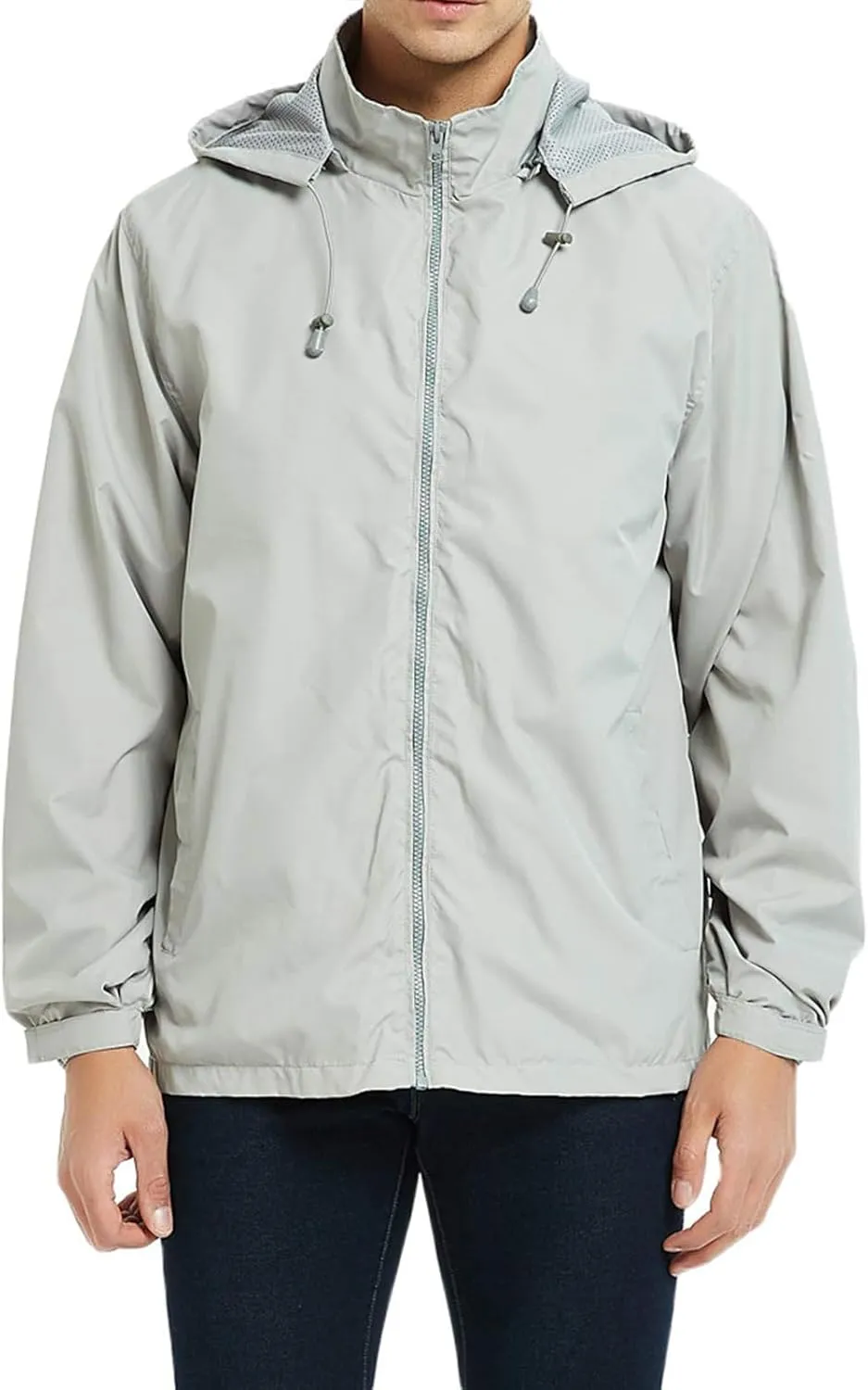 Mens Rain Jacket Lightweight Windbreaker Waterproof Raincoat Hooded Casual Coats for Hiking Travel Outdoor Packable