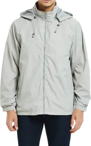 Mens Rain Jacket Lightweight Windbreaker Waterproof Raincoat Hooded Casual Coats for Hiking Travel Outdoor Packable