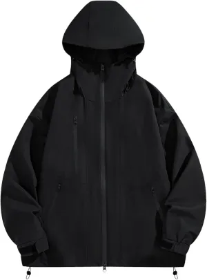 Men's Rain Jacket Waterproof Hooded Hiking Windbreaker Outdoor Performance Softshell Jacket Raincoats With Pockets