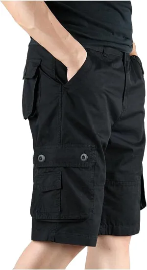 Mens Resort Wear 2025 Cargo Shorts Elastic Waist Hiking Work Shorts Outdoor Golf Jogger Running Shorts Zipper Pockets