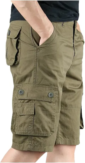 Mens Resort Wear 2025 Cargo Shorts Elastic Waist Hiking Work Shorts Outdoor Golf Jogger Running Shorts Zipper Pockets