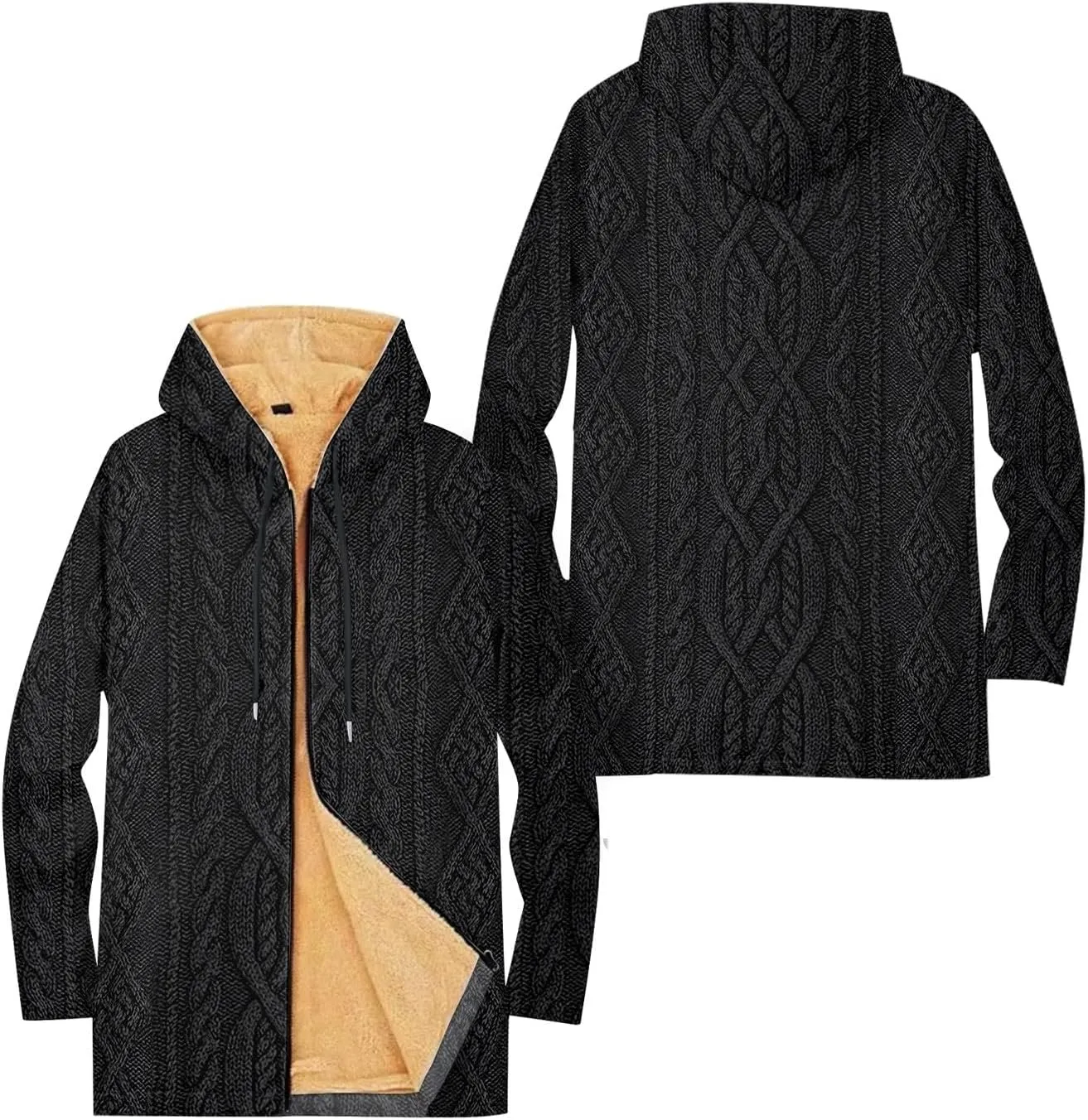 Mens Sherpa Hoodie Full-Zip Thermal Fleece Hooded Winter Thick Heavyweight Hoodies