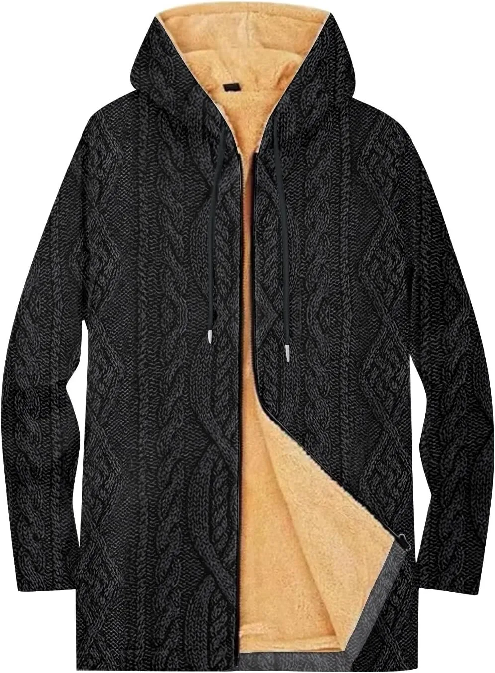 Mens Sherpa Hoodie Full-Zip Thermal Fleece Hooded Winter Thick Heavyweight Hoodies