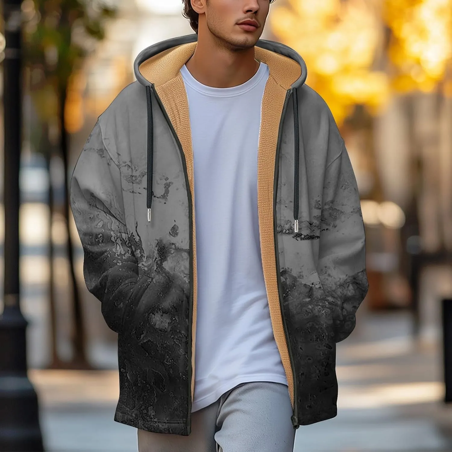 Mens Sherpa Hoodie Full-Zip Thick Heavyweight Sweatshirt Warm Winter Fleece Hooded