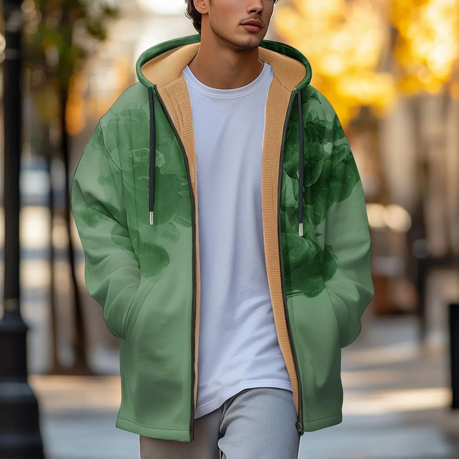 Mens Sherpa Lined Hoodie Full-Zip Winter Warm Hooded Heavyweight Thermal Fleece Sweatshirt