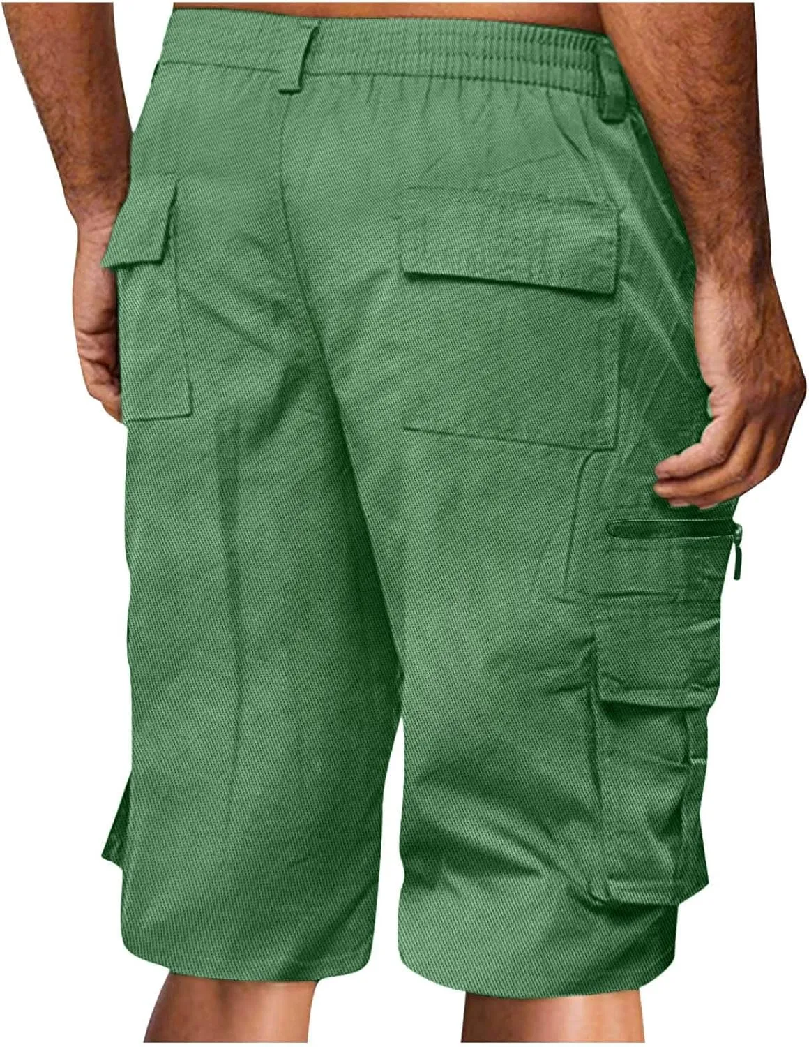 Mens Shorts Cargo Elastic Waist Bermuda Shorts Summer Casual Loose Multi Pockets Workout Shorts Outdoor Jogger Shorts