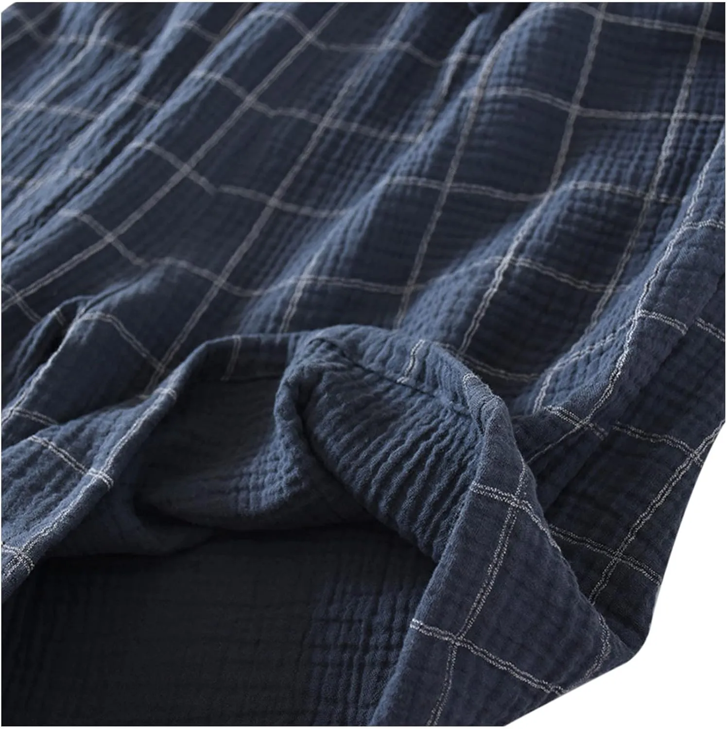 Men's Sleepwear Shorts Cotton Plaid Casual Shorts Pajama Bottom Lounge Short with Pockets Elastic Waist Sleep Shorts