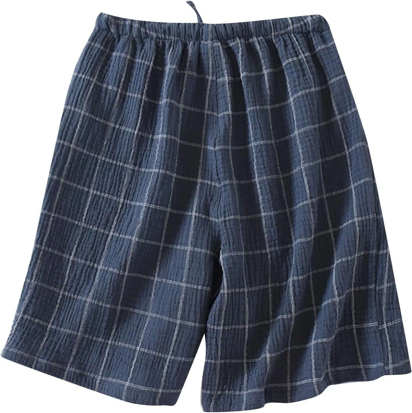 Men's Sleepwear Shorts Cotton Plaid Casual Shorts Pajama Bottom Lounge Short with Pockets Elastic Waist Sleep Shorts