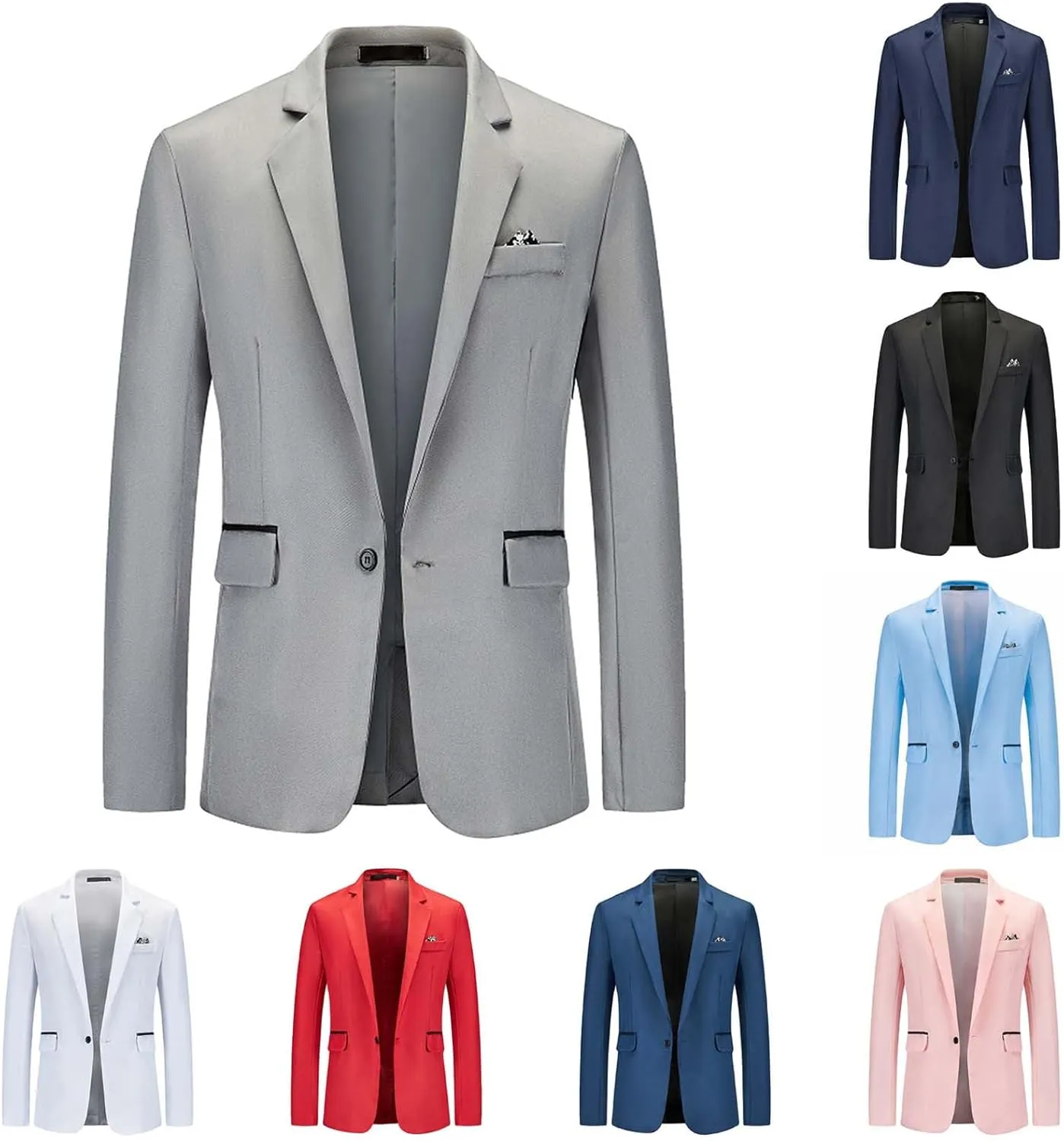 Mens Slim Fit Blazer Jacket Business Casual Party Wedding Workwear One Button Notched Lapel Suit Jacket Sports Coat