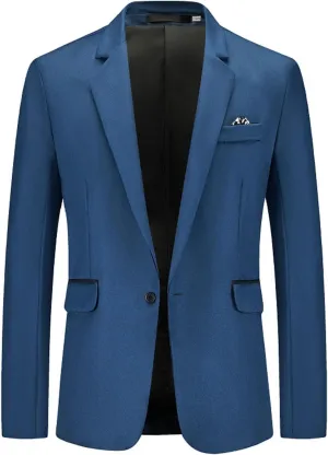 Mens Slim Fit Blazer Jacket Business Casual Party Wedding Workwear One Button Notched Lapel Suit Jacket Sports Coat