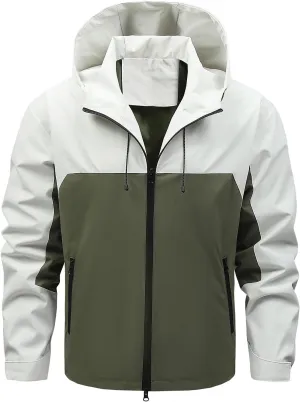 Men's Soft Shell Jackets Lightweight Waterproof Hooded Rain Jacket Outdoor Raincoat Shell Jacket for Hiking Travel