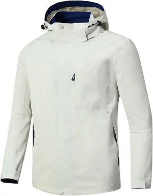 Men's Softshell Military Rain Jacket With Hood Waterproof Windbreaker Plus Size Outdoor Lightweight Raincoat Outwear