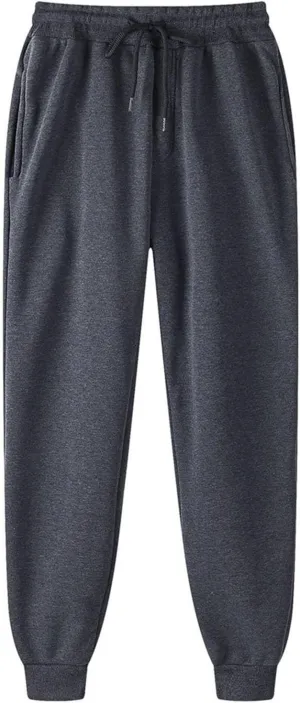Men's Solid Color Jogger Pants Trendy Casual Straight Wide Leg Trousers Fall Winter Workout Running Sweatpants