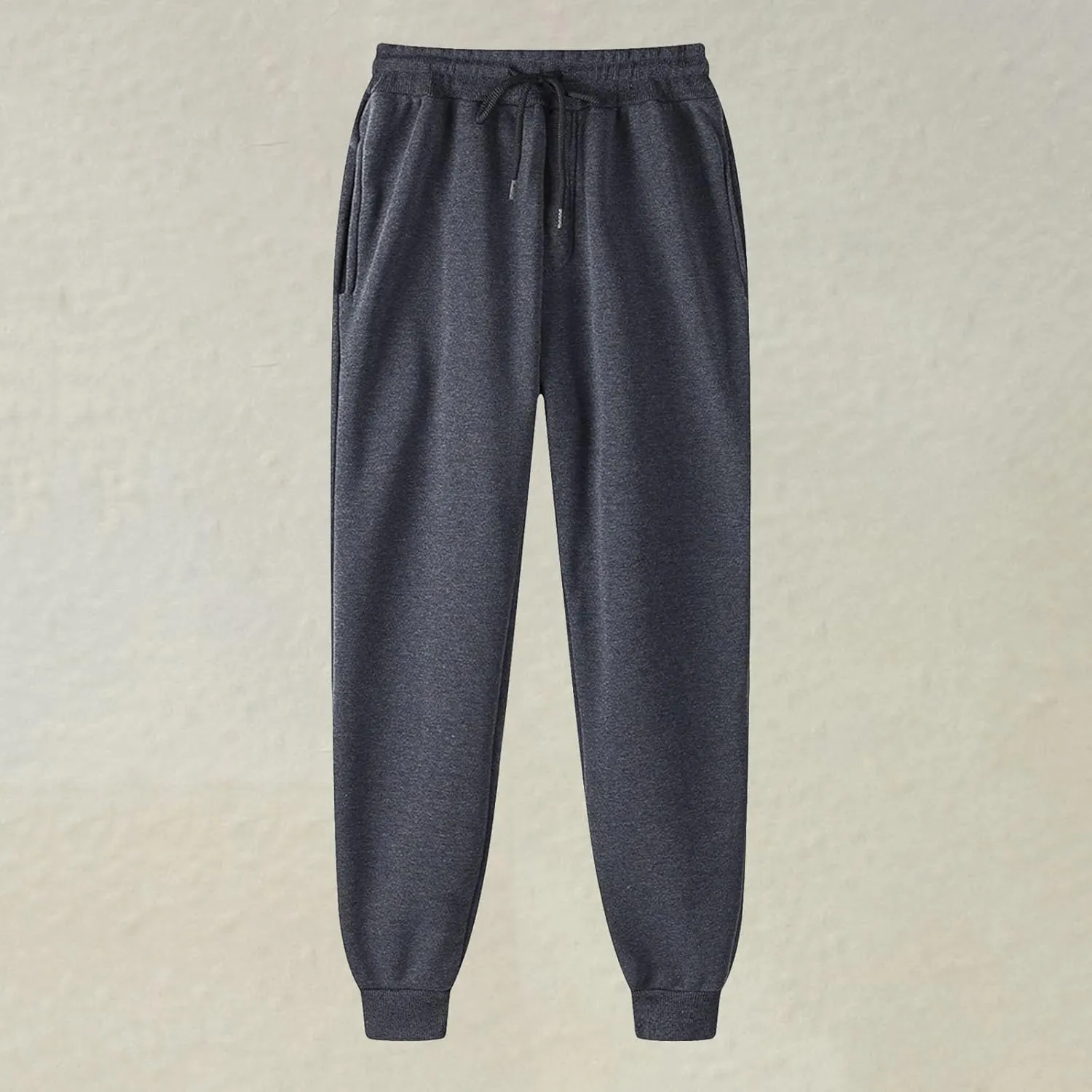 Men's Solid Color Jogger Pants Trendy Casual Straight Wide Leg Trousers Fall Winter Workout Running Sweatpants