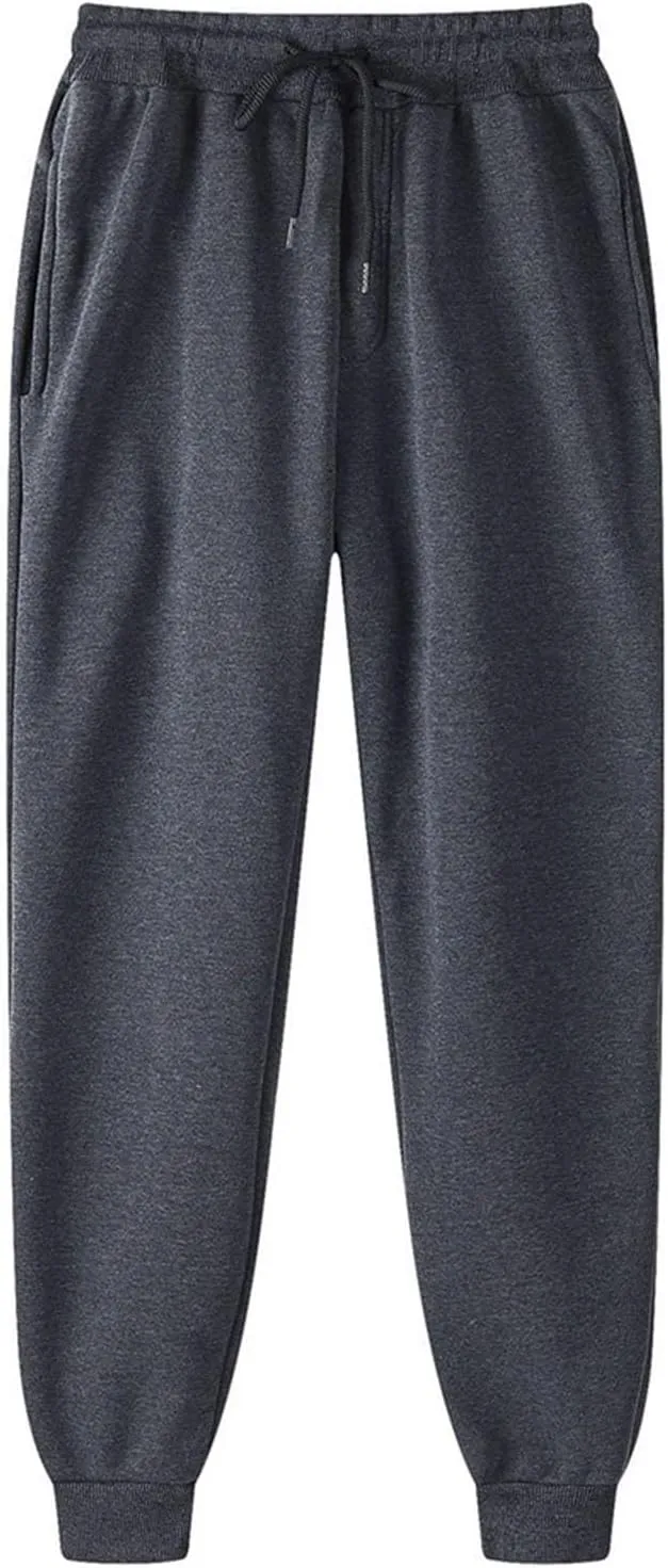Men's Solid Color Jogger Pants Trendy Casual Straight Wide Leg Trousers Fall Winter Workout Running Sweatpants