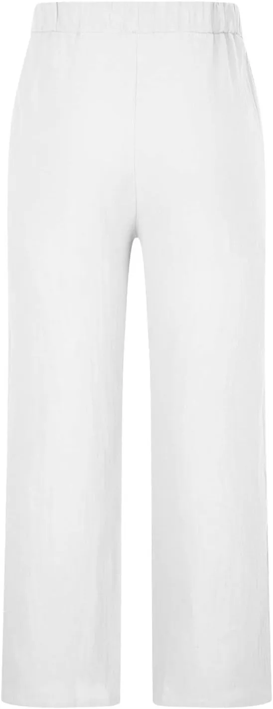 Mens Summer Pants Casual Stylish Drawstring Elastic Waist Cotton Linen Straight Legs Regular Fit Solid Beach Pant